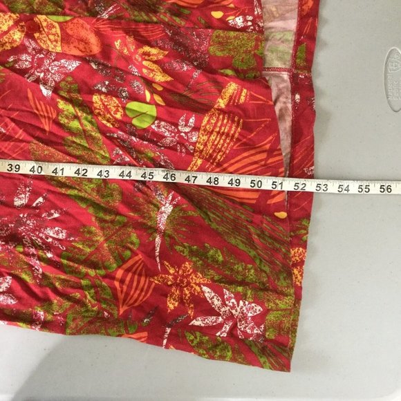 Bahama Beach Maxi Dress Women Medium Red Button-Down Floral Sleeveless Waist Tie - Picture 9 of 10